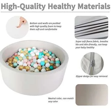 Foam Ball Pit for Toddlers, 35 Inch Baby Ball Pit Soft Round and Easy to Set or Clean, Baby Playpen Ball Pool is Ideal Gift for Kids-Balls NOT Included