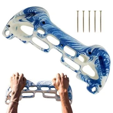 Get Out! White and Blue Swirl Hangboard - Ultimate Rock Climbing Fingerboard for Grip Strength