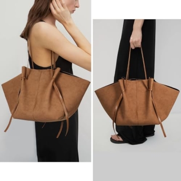 YFGBCX Tote Bag Suede Leather Work Bag for Women Trendy Top Handle Bag Luxury Hobo Handbag with Adjustable Strap