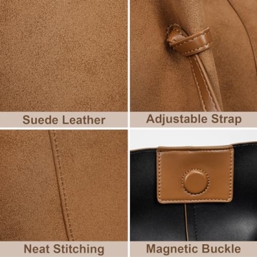 YFGBCX Tote Bag Suede Leather Work Bag for Women Trendy Top Handle Bag Luxury Hobo Handbag with Adjustable Strap