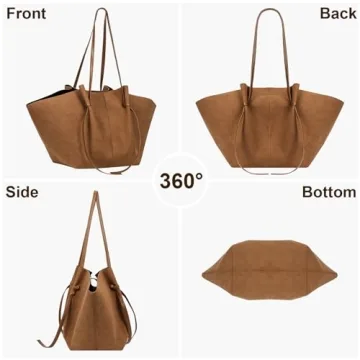 YFGBCX Tote Bag Suede Leather Work Bag for Women Trendy Top Handle Bag Luxury Hobo Handbag with Adjustable Strap