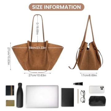 YFGBCX Tote Bag Suede Leather Work Bag for Women Trendy Top Handle Bag Luxury Hobo Handbag with Adjustable Strap