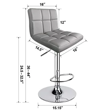 Stylish Adjustable PU Leather Bar Stools - Set of 2