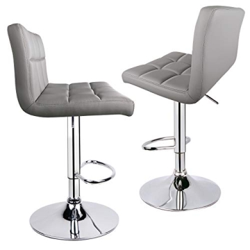 Stylish Adjustable PU Leather Bar Stools - Set of 2