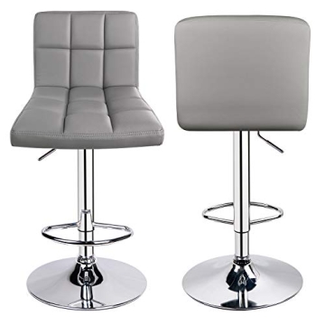 Stylish Adjustable PU Leather Bar Stools - Set of 2