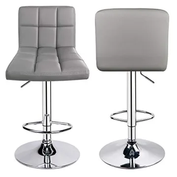 Stylish Adjustable PU Leather Bar Stools - Set of 2