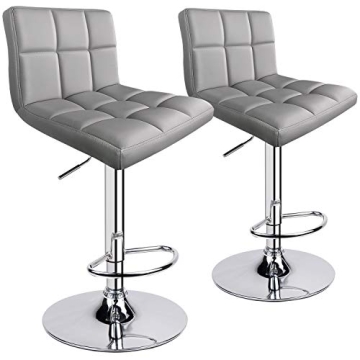 Stylish Adjustable PU Leather Bar Stools - Set of 2