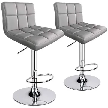 Stylish Adjustable PU Leather Bar Stools - Set of 2