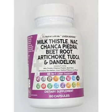 Clean Nutraceuticals Milk Thistle NAC Chanca Piedra Beet Root Artichoke Dandelion Root - Liver Cleanse Detox & Repair Supplement Plus TUDCA Choline & Ginger 60 Count