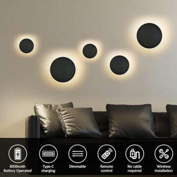 Stylish Rechargeable Battery Operated Wall Sconces Set