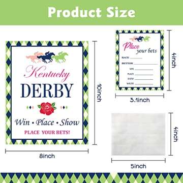 Haooryx 41Pcs Horse Derby Race Betting Cards Party Game Supplies Horse Derby Card for Guess Who Will Win, Play Your Horse Bet Card Win Place Show Ticket Jockey Club Invitation Card Guessing Horse Game