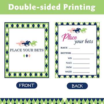 Haooryx 41Pcs Horse Derby Race Betting Cards Party Game Supplies Horse Derby Card for Guess Who Will Win, Play Your Horse Bet Card Win Place Show Ticket Jockey Club Invitation Card Guessing Horse Game