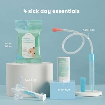 Frida Baby Sick Day Prep Kit, Sick Baby Essentials Includes NoseFrida Nasal Aspirator, MediFrida Pac...
