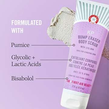 First Aid Beauty - Exfoliating Bundle: KP Bump Eraser Scrub & Ingrown Hair Pads with 10% BHA and AHA, Daily Exfoliating Skin Treatment, Keratosis Pilaris Cleanser, Reduce Bumps, 8oz, 28 Pads, 2ct