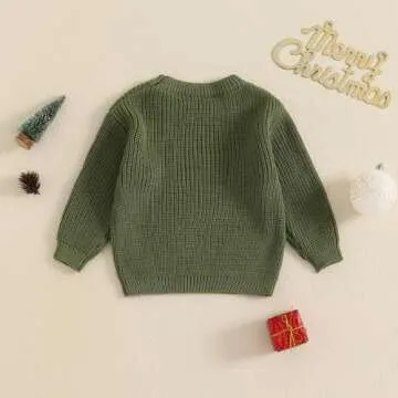 Toddler Knit Sweater with Embroidery for Winter Fun