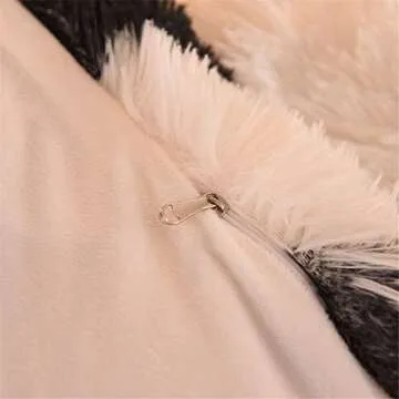 Feelyou Plush Shaggy Duvet Cover Set Full Kids Girls Cow Print Faux Fur Fluffy Bedding Set (1 Shaggy Duvet Cover + 2 Shaggy Pillowcases) Women White Black Animal Fur Velvet Fuzzy Comforter Cover Set