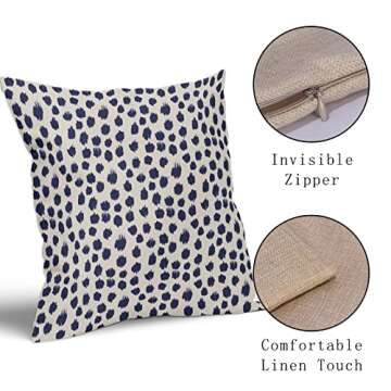 Navy Blue Cream Pillow Covers 18x18 Set of 2 - Stylish Decor