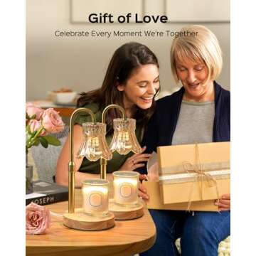 JACKYLED Candle Warmer Lamps 2-Pack, Height Adjustable Fragrance Candle Warming Lamps with 4 Bulbs 35W, 2H/4H/8H Timer and 4-Level Dimmer, Wax Warmer Heater Lamp for Home Decor, Housewarming Gift