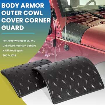 Premium Body Armor Cowl Guards for Jeep Wrangler JK JKU 2007-2018 (Black)