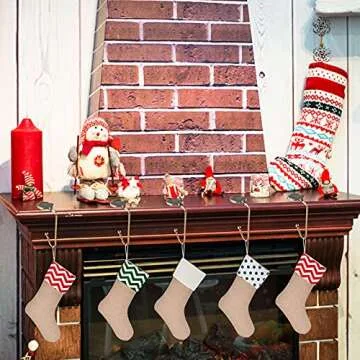 Sunshane 5 Pieces Christmas Stocking Holders Mantel Hooks Hanger Christmas Safety Hang Grip Stockings Clip for Christmas Party Decoration, Bronze