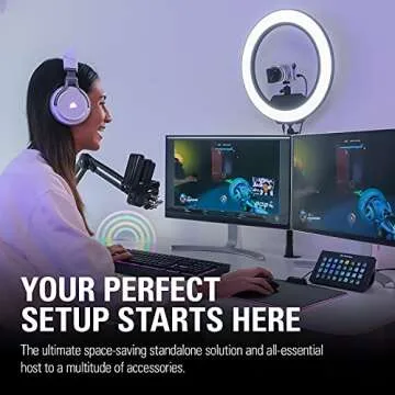 Elgato Master Mount S - Premium Desk Clamp with Pole extendable up to 54cm/21in and 1/4 inch Thread to Mount Lights, Cameras, and Microphones, perfect for Streaming, Videoconferencing, and Studios