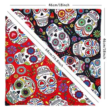 Whaline Mexican Dog Bandana Floral Skull Pet Bandana Red Black Skeleton Dog Bibs Cinco De Mayo Fiest...