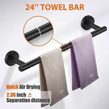 Tudoccy 5-Pieces Matte Black Stainless Steel Bathroom Set – Complete Hardware Kit