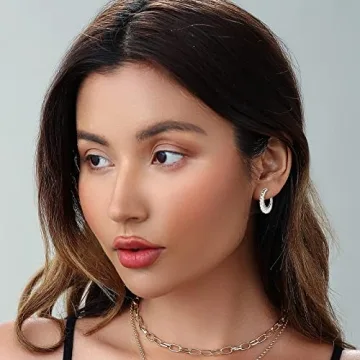 Golden Chunky Hoop Earrings Set for Women - Lightweight & Hypoallergenic