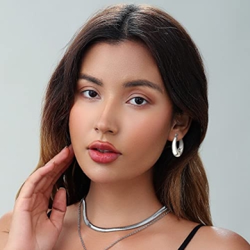 Golden Chunky Hoop Earrings Set for Women - Lightweight & Hypoallergenic