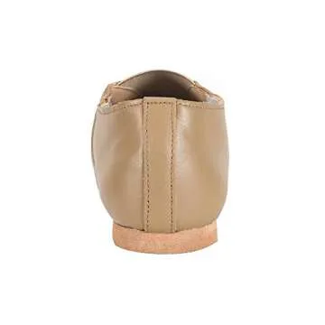 Linodes Women's Leather Upper Jazz Shoe Slip-on with Elastic Top Piece Brown 6.5M