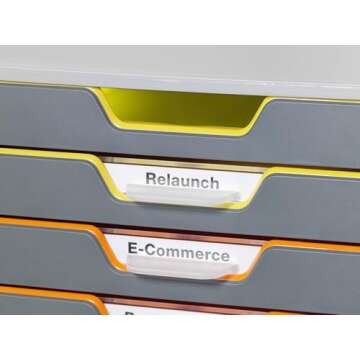 Durable varicolor Stackable Plastic Drawer Box, 10 Drawers, Letter to Folio Size Files, 11.5" x 14" x 11", Gray