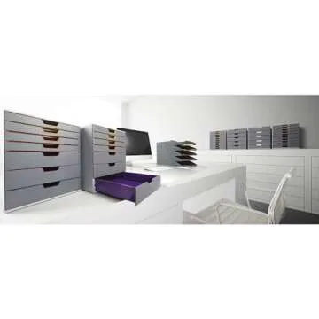 Durable varicolor Stackable Plastic Drawer Box, 10 Drawers, Letter to Folio Size Files, 11.5" x 14" x 11", Gray