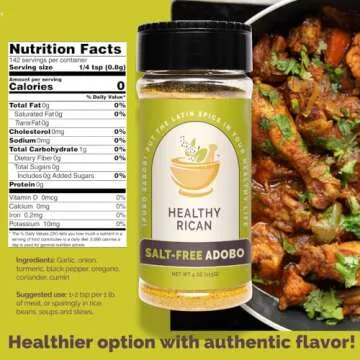 Healthy Rican Salt Free Puerto Rican Adobo Seasoning No Salt, No Sugar, Gluten Free, Non-GMO, Whole 30 Approved, No Preservatives, MSG Free, No Artificial Flavors or Colors (Salt-Free Adobo)