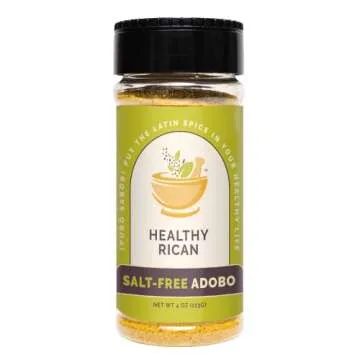 Healthy Rican Salt Free Puerto Rican Adobo Seasoning No Salt, No Sugar, Gluten Free, Non-GMO, Whole 30 Approved, No Preservatives, MSG Free, No Artificial Flavors or Colors (Salt-Free Adobo)