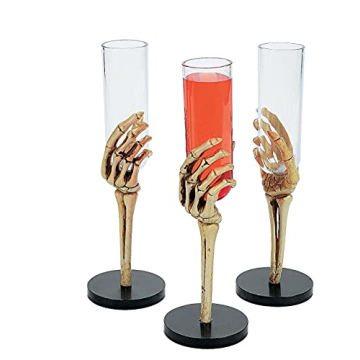 Unique Skeleton Hand Flute Glasses Set – 12 BPA-Free for Halloween Parties