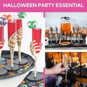 Skeleton Hand Flute Glasses Set for Halloween Fun