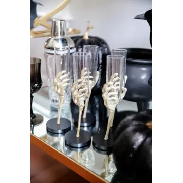 Skeleton Hand Flute Glasses Set for Halloween Fun