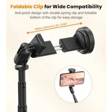 TONEOF 66" Automatic Tripod,Auto-Open Phone Tripod Stand with Magnetic Rechargable Remote,Selfie Stick Tripod 360° Vertical & Horizontal Rotatable,Stable Travel Tripod for iPhone/Android(Black)