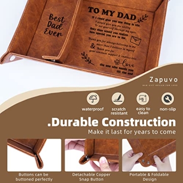 ZAPUVO Best Dad Ever PU Leather Tray for Dad Gifts