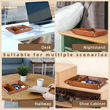 ZAPUVO Best Dad Ever PU Leather Tray for Dad Gifts