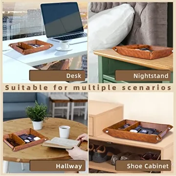 ZAPUVO Best Dad Ever PU Leather Tray for Dad Gifts