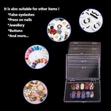 Lokyango Press On Nail Storage Box, 3.9x2.9x0.7 inch Clear Empty Press On Nail Packing Box Artificia...