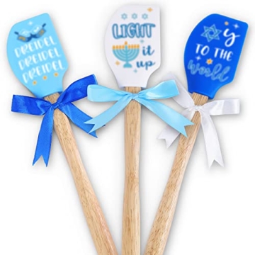 Hanukkah Silicone Spatula Set 4PCS Adorable Food-Grade Kitchen Gift with Greeting Card