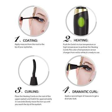 Heated Eyelash Curler by PEIPAI, Rechargeable Lash Curler with Eyelash Comb for Makeup Natural Curling Eyelashes and Long-Lasting Curl Eye Beaity Makeup Tools （White）