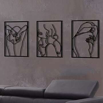 Hananona 3 Pcs Minimalist Metal Wall Art for Home
