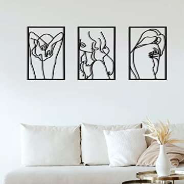 Hananona 3 Pcs Minimalist Metal Wall Art for Home
