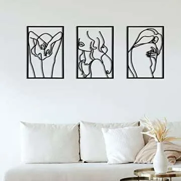 Hananona 3 Pcs Minimalist Metal Wall Art for Home
