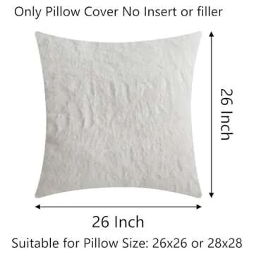 Demetex 26x26 White Fur Pillow Covers Set of 2