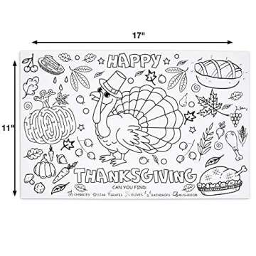 Engaging Thanksgiving Place Mats for Kids 50 Pack