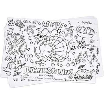 Engaging Thanksgiving Place Mats for Kids 50 Pack
